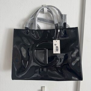Telfar medium patent shopping bag